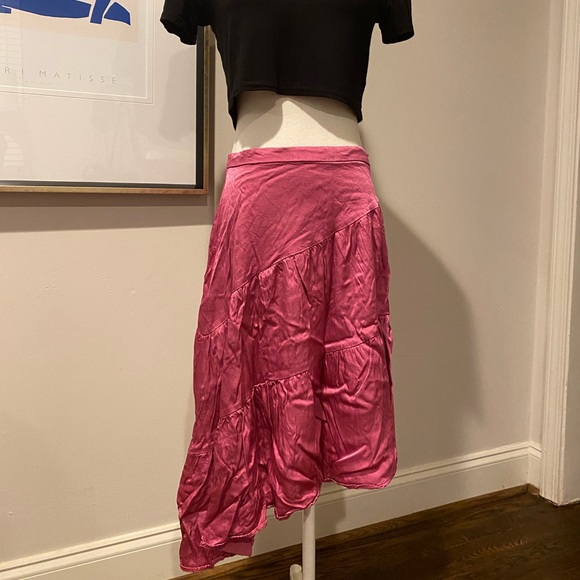 Pink Satin Asymmetrical Skirt - Picture 1 of 6